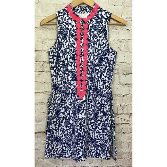 Lilly Pultizer Jonna Shift Romper 00 Blue Krillin It Lobster Stretch Crepe - Picture 1 of 6